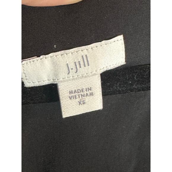 J Jill Black White V-Neck Floral Print Short Sleeve Side Slit Maxi Dress Size XS - Picture 6 of 7